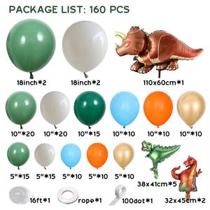 160 pièces de décoration pour fête d'anniversaire de garçons sur le thème de la jungle et des dinosaures, baby shower, guirlande d'<span class=keywords><strong>arche</strong></span> de ballons blancs, verts, bleus et oranges - Product Image 5