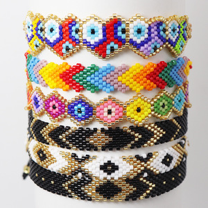 Pulsera Elástica Tejida a Mano con Cuentas Miyuki, Diseño de Ojo Único, Estilo Europeo y Americano, Geométrica Vintage, Regalo para Mujer - Product Image 6