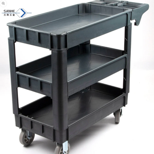 Heavy Duty Rolling Utility <strong>Service</strong> <strong>Cart</strong> for Warehouse/Garage/Restaurants/Offices, HDPE Shelves, 5" Caster Wheels - Product Image 1