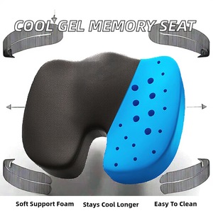 <span class=keywords><strong>Coussin</strong></span> de siège en mousse à mémoire de forme noire infusée de <span class=keywords><strong>gel</strong></span> rafraîchissant, pliable en forme de U, tricoté, amovible et lavable, pour le coccyx et le soutien du dos - Product Image 2