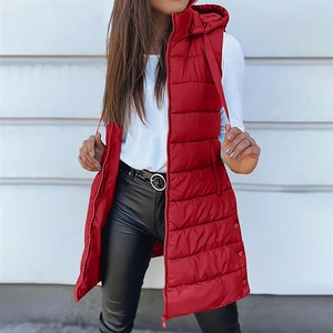 <span class=keywords><strong>Gilet</strong></span> matelassé long 100 % polyester 90 % duvet de canard, style streetwear, à <span class=keywords><strong>capuche</strong></span>, avec fermeture éclair, collection Hiver 2025 pour femme - Product Image 6