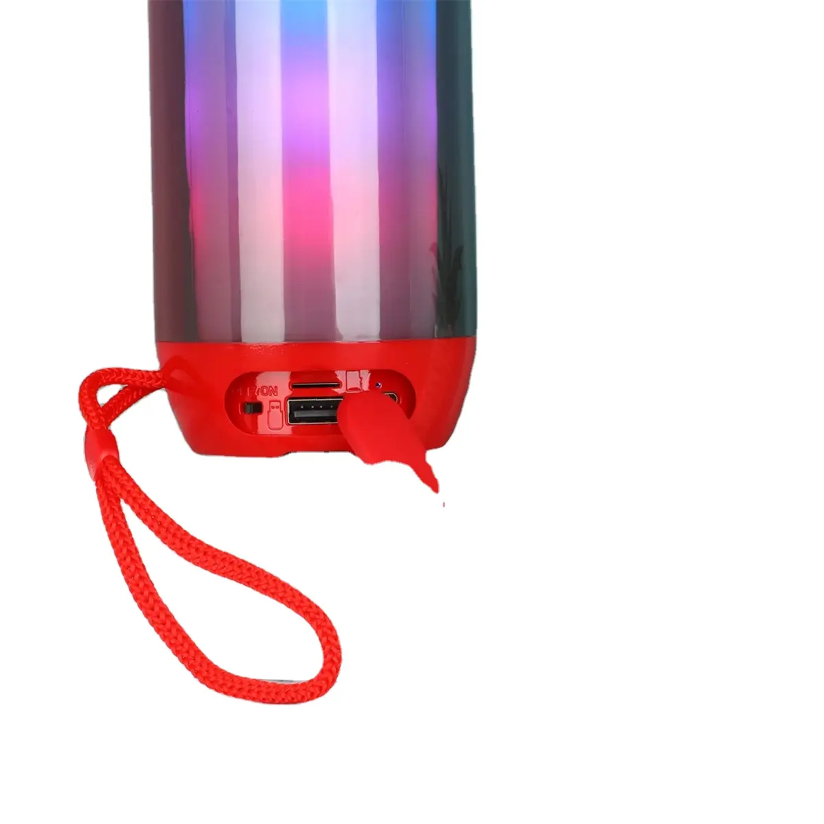 Tendência Subwoofer à prova d'água luz LED sem fio portátil tecido arte alto-falante dente azul ao ar livre FM cartão TF U disco de áudio Cr