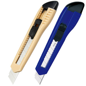 Deli 2003 Utility Knife Stainless Steel Blade Plastic Handle Blue And Yellow Color Stationery Cutter Tool - Product Image 1
