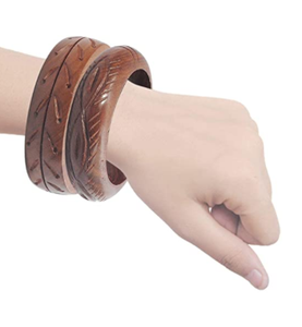 Brazaletes de Madera Natural Hechos a Mano, Diseños Elegantes de Brazaletes de Madera, Brazaletes de Madera Artesanales, Estilo Bohemio Grueso y Elegante en Color Oliva - Product Image 2