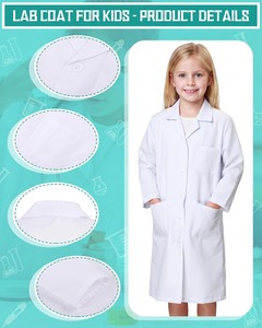 Blouses de laboratoire blanches en gros pour enfants, uniformes de jeu de rôle de docteur pour élèves de maternelle et de primaire, costumes d'expériences scientifiques - Product Image 2