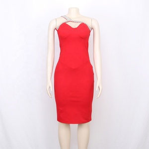 <span class=keywords><strong>2022</strong></span> tendenza abbigliamento donna estate lusso elegante monospalla senza maniche aderente scava fuori nuovi disegni abito africano - Product Image 4