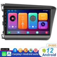 Radio Estéreo para Auto con Android 12.0, Plug and Play para Honda Civic 2012-2015, CarPlay Inalámbrico, Android Auto, GPS