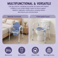 Chaise de toilette pliable en acier pour personnes âgées avec accoudoirs confortables et couvercle - Équipement médical et soins - Ventes flash