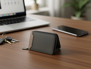 Portacarte a fisarmonica da uomo Jd da 7 pollici in pelle PU con chiusura a cerniera per carte - Product Image 2