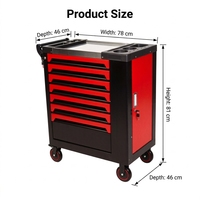 Armoire à outils en fer avec roues, peinture poudrée, personnalisable OEM, pour garage, atelier, réparation automobile, garantie 1 an, serrure à clé, charge maximale 300 kg