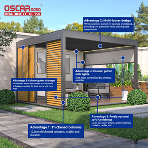 Pérgola de Aluminio para Exteriores de 3x3, <span class=keywords><strong>3x4</strong></span>, 4x3, 4x4, 4x5, 4x6, 6x3, 6x4, 6x5 y 6x6 Metros con Laterales para Jardín, Patio o Terraza - Product Image 2