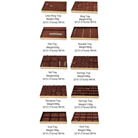 Plateau de présentation de bijoux personnalisé avec cadre métallique rose, ensemble d'organisateurs de plateaux à bijoux empilables en velours, plateaux de rangement et de présentation de bijoux