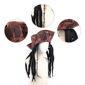 Pafu Adultes Brun Caraïbes Pirate Costume TriCorn Chapeau Deluxe Pirate Capitaine Chapeau avec <span class=keywords><strong>Dreadlocks</strong></span> Cheveux - Product Image 3