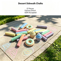 Ensemble de Craies Lavables et Sans Poussière pour Trottoirs, Thème Alimentaire (Donuts, Cupcakes) pour Enfants, Art de Rue Extérieur