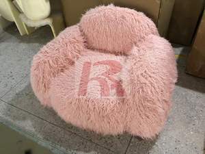 <strong>Yeti</strong> Sheepskin Lounge Armchair Pink Fur Fabric Leather Upholstered Leisure <strong>Chair</strong> for Outdoor Use Modern Design Hotel Home - Product Image 3