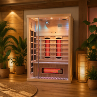Ruang Sauna Terapi Cahaya Merah Modern untuk 2-4 Orang, Kabinet Sauna Kayu Kering Inframerah Jauh yang Ringkas
