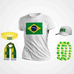 Vente en gros de drapeaux brésiliens personnalisés avec logo, très demandés pour la Coupe du monde 2022, en polyester écologique réglable, articles souvenirs - Product Image 5