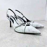Sandales à Talons Hauts ZA d'Été Printemps Sexy en Jean, Bout Pointu, Talon Aiguille Ultra-Haut pour Femme, Couleur Pure Tendance