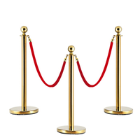 Poteau de guidage classique en acier inoxydable poli, de qualité ingénierie, à tête sphérique, avec barrière dorée, pour auditorium, à économie d'énergie