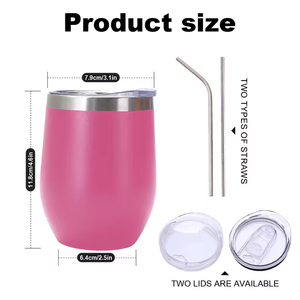 Tasse de voyage isotherme en acier inoxydable à double paroi de 12 oz, forme œuf, personnalisable, avec couvercle, pour boissons froides et chaudes – Meilleure vente - Product Image 3