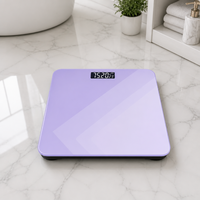 Balance de salle de bain numérique colorée de précision en verre trempé, pèse-personne électronique domestique intelligent avec écran LCD