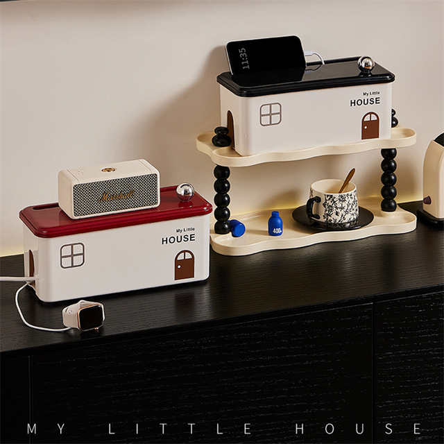 Desktop Power Strip Management Storage Box Plastic Cable Socket Wire Organizer Decorative Artifact Cover Bin