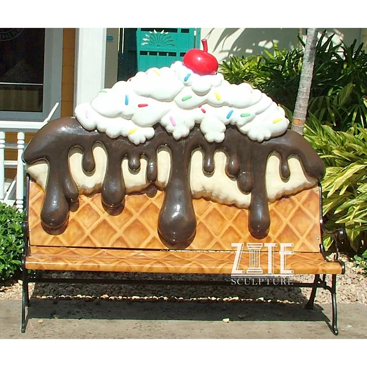 Decoration Fiberglass Ice Cream Bench Chair For Garden