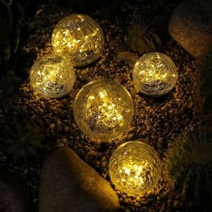 Solar Crackled Ball <b>Garden</b> <b>Hanging</b> Landscape Lamp IP65 Waterproof No Wiring Needed Outdoor Pathway Lamp - Product Image 2
