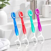 Lot de 5 mini-brosses à dents jetables 5-en-1 avec dentifrice, gratte-langue et fil dentaire pour hôtel ou voyage