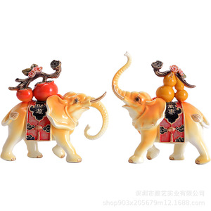 Nouvelle décoration d'intérieur en forme d'éléphant en gourde de kaki chinoise, style art populaire, pour meuble TV, cadeau - Product Image 5