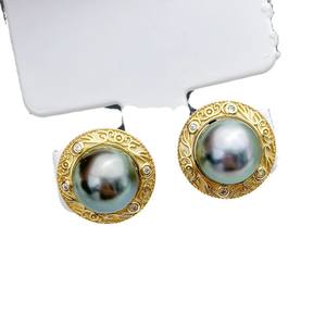 22397DIY S925 Silver <b>Stud</b> <b>Earrings</b> with 9-10mm Beads DIY Pearl Accessories Pearl Concealer Hollow Nail Bracket DIY Ear <b>Studs</b> - Product Image 5