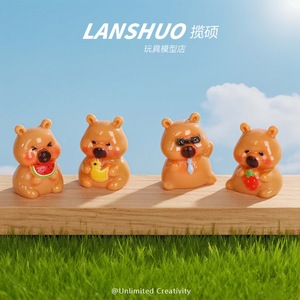 Resin Cartoon Mini <b>Bear</b> Figurines Solid Color <b>Cute</b> Animal Shape Desktop Ornaments Home Decoration Artistic DIY Accessories - Product Image 3