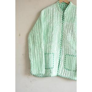 Chaqueta Acolchada de Terciopelo, Terciopelo Arrugado Hecho a Mano, Ribete a Cuadros, Abrigo Boho Oversize, Chaqueta Acolchada, Chaqueta Acolchada de Terciopelo - Product Image 3