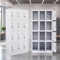 Casier de rangement métallique à 9 portes blanc pour employés, écoles, gymnases, ateliers, maisons et bureaux