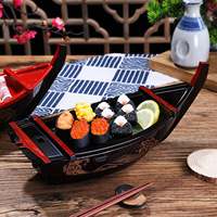 LOMATO Grand bateau à sushi en plastique ABS durable, écologique, avec logo personnalisé, pour la maison, le bureau, l'hôtel et la restauration