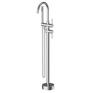 Bañera independiente con ducha de mano y grifo mezclador de suelo - Product Image 2