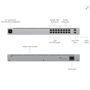 Switch Gestionado Estándar de 16 Puertos PoE Capa 3 USW-16-POE (42W) con 1 Año de Garantía y Capacidad de 104 Gbps - Product Image 3