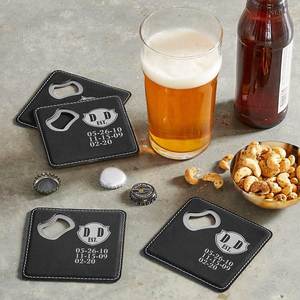 Customized Stainless Steel Square Bottle Opener Cover Multifunctional Portable Coaster Promotional Gift for Hotel Restaurant - Product Image 2