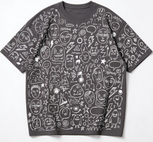 T-shirt Oversize <span class=keywords><strong>da</strong></span> Uomo con Stampa Creativa di Mostri su Tutta la Superficie, 100% Cotone, Casual Streetwear a Maniche Corte - Product Image 4