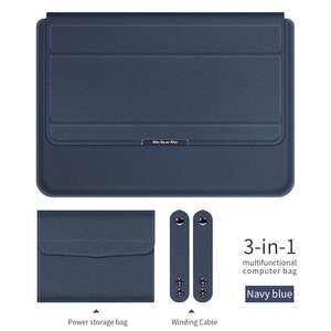 Support en cuir PU pochette d'ordinateur pour <span class=keywords><strong>Macbook</strong></span> <span class=keywords><strong>Pro</strong></span> 11 13 <span class=keywords><strong>14</strong></span> 15 17 pouces housse de protection pour ordinateur portable pour femmes sac multifonctionnel - Product Image 3