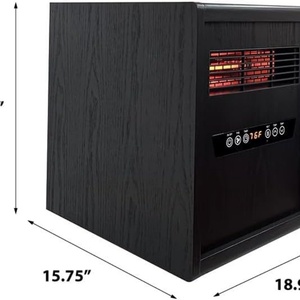 1500W Quick Heating Portable Rolling Infrared Space Heater <b>LED</b> Touchscreen Remote Control 12h Timer Black Oak Wood - Product Image 4