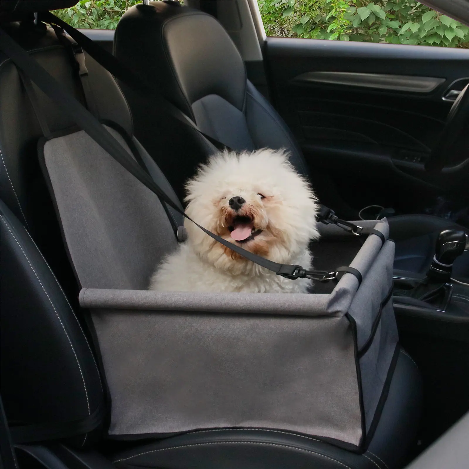 Look Out Siège d'appoint de voiture pliable et respirant pour chien et chat avec laisse à clipser et tube en PVC