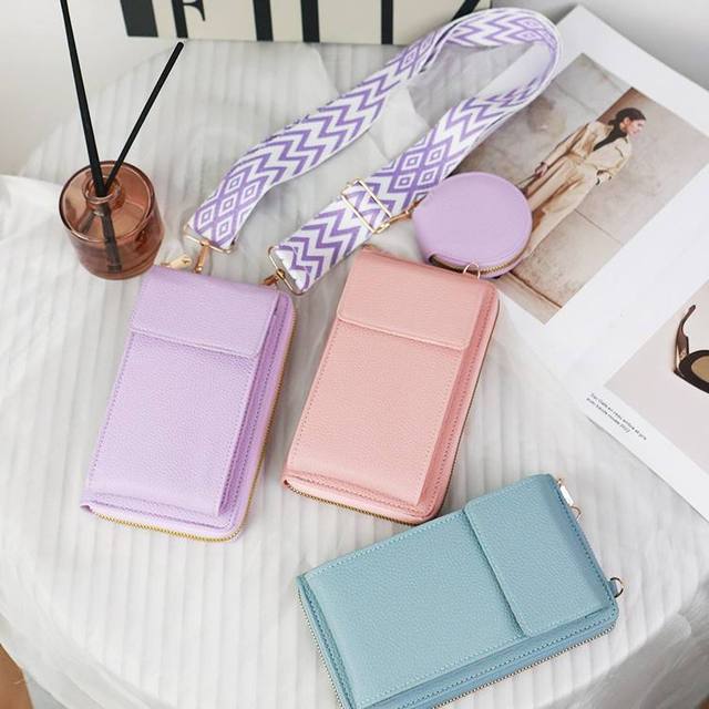 Cross-border Hot Sale 2026 New PU Portable Wide Shoulder Strap Phone Bag Women's Crossbody Bag Japanese Style Simple Wallet