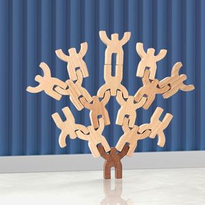 Jeu amusant unique pour développer les compétences, blocs à empiler en forme d'Hercule, jouet d'équilibre en bois - Product Image 1