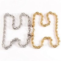 Collar de Cadena Trenzada Ultra Gruesa, Deportiva, de Acero Inoxidable, Estilo Hip Hop, Electrochapada, Moderna y Personalizada, Transfronterizo