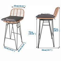 Tabouret de bar moderne en rotin sur mesure avec coussin amovible, chaise haute pour extérieur, hôtel, bar, bistrot, maison, cuisine