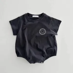 Summer Cartoon Bear Romper, Lightweight Triangle <b>Bodysuit</b>, Newborn Baby Short Sleeve Jumpsuit Crawler, Customizable Pattern - Product Image 6
