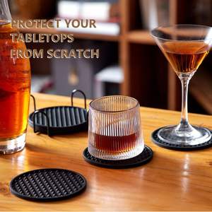 4inch Diameter Round Shape Drink Silicone <b>Placemat</b> Coasters Set with Holder De Silicona Silicone Custom Coasters - Product Image 3