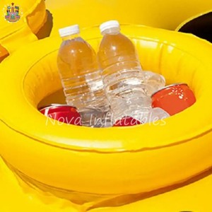 Île flottante gonflable pour 4 personnes, flotteur de <span class=keywords><strong>piscine</strong></span> social jaune avec porte-gobelets pour le plaisir en groupe - Product Image 3