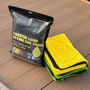 Serviettes de séchage pour detailing automobile 1200 g/m² 1400 g/m² 60x90 cm, grande serviette de séchage en microfibre torsadée pour voiture - Product Image 1